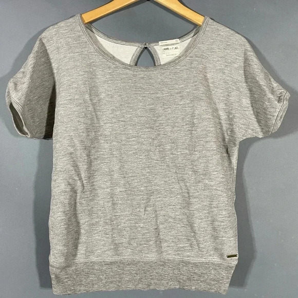Lamb & Flag short sleeve sweatshirt made in Peru. Heather Gray. Size Small. Soft - Picture 1 of 9
